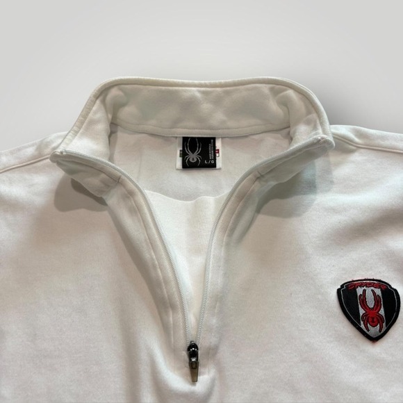 Spyder Pullover Mens Large White 1/4 Zip Long Sleeve Ski Base Layer Top Stretch - Picture 3 of 9